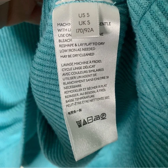 We the Free Free People Main Squeeze Hacci Top Aqua Bright Blue Sweater Sz Small - Picture 5 of 7